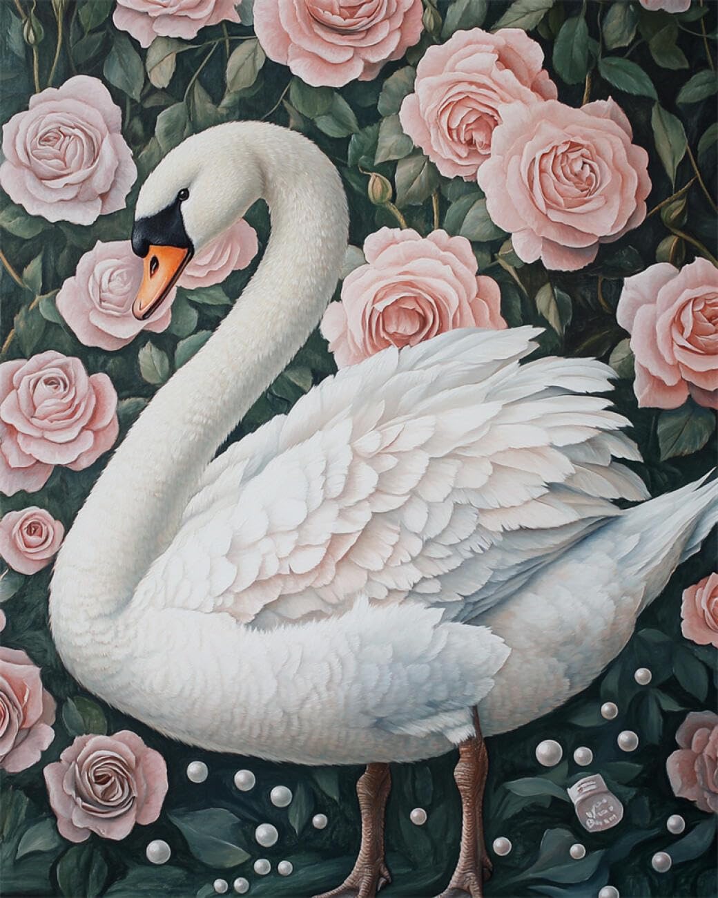 AYAOYANGGO Animal DIY Seed Bead Embroidery Kits Cartoon Swan Bead Embroidery Kit for Adults Needlepoint Tapestry Set Beaded Stitching 60x80cm