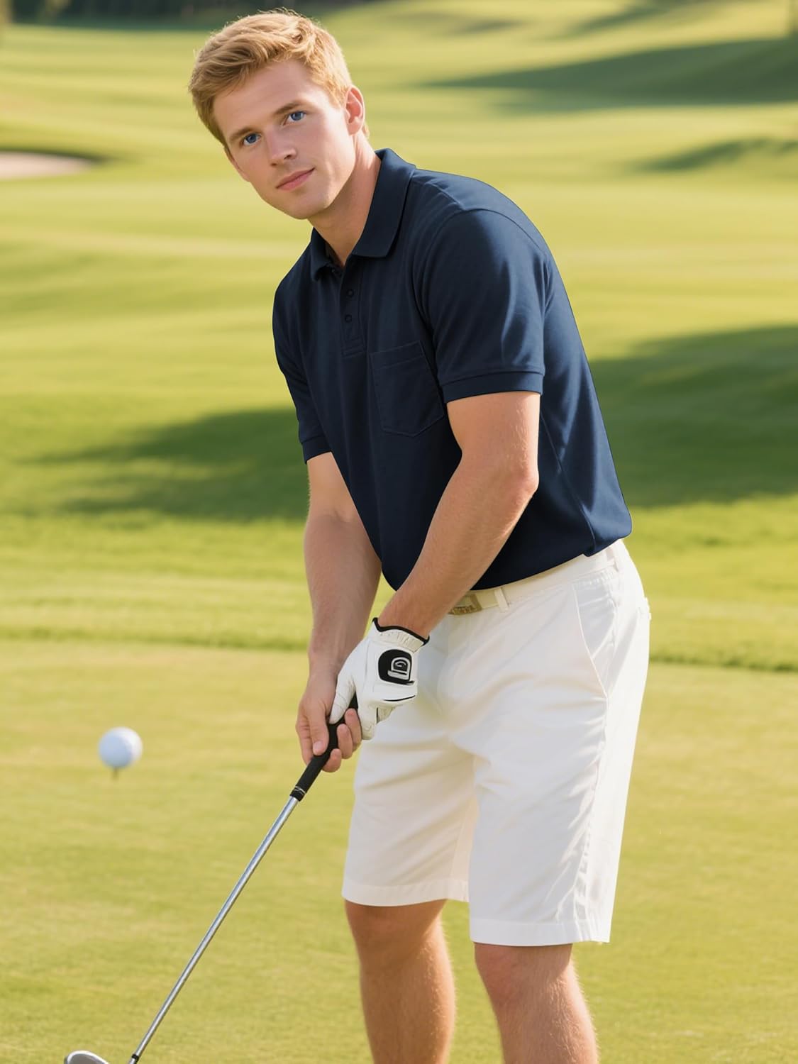 QPNGRP Men's Polo Shirts Short Sleeve with Pocket Quick Dry Performance Golf Shirts Casual Tactical Pique Collared T Shirt - Image 2