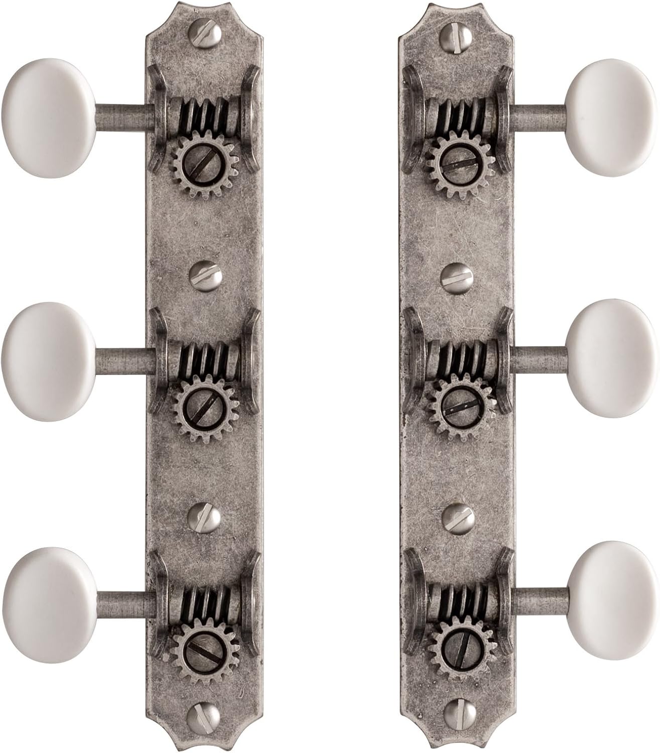 Golden Age Restoration Tuners for Solid Peghead Guitar with Scallop-end, Relic nickel