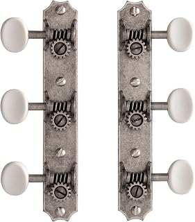 Golden Age Restoration Tuners for Solid Peghead Guitar with Scallop-end, Relic nickel