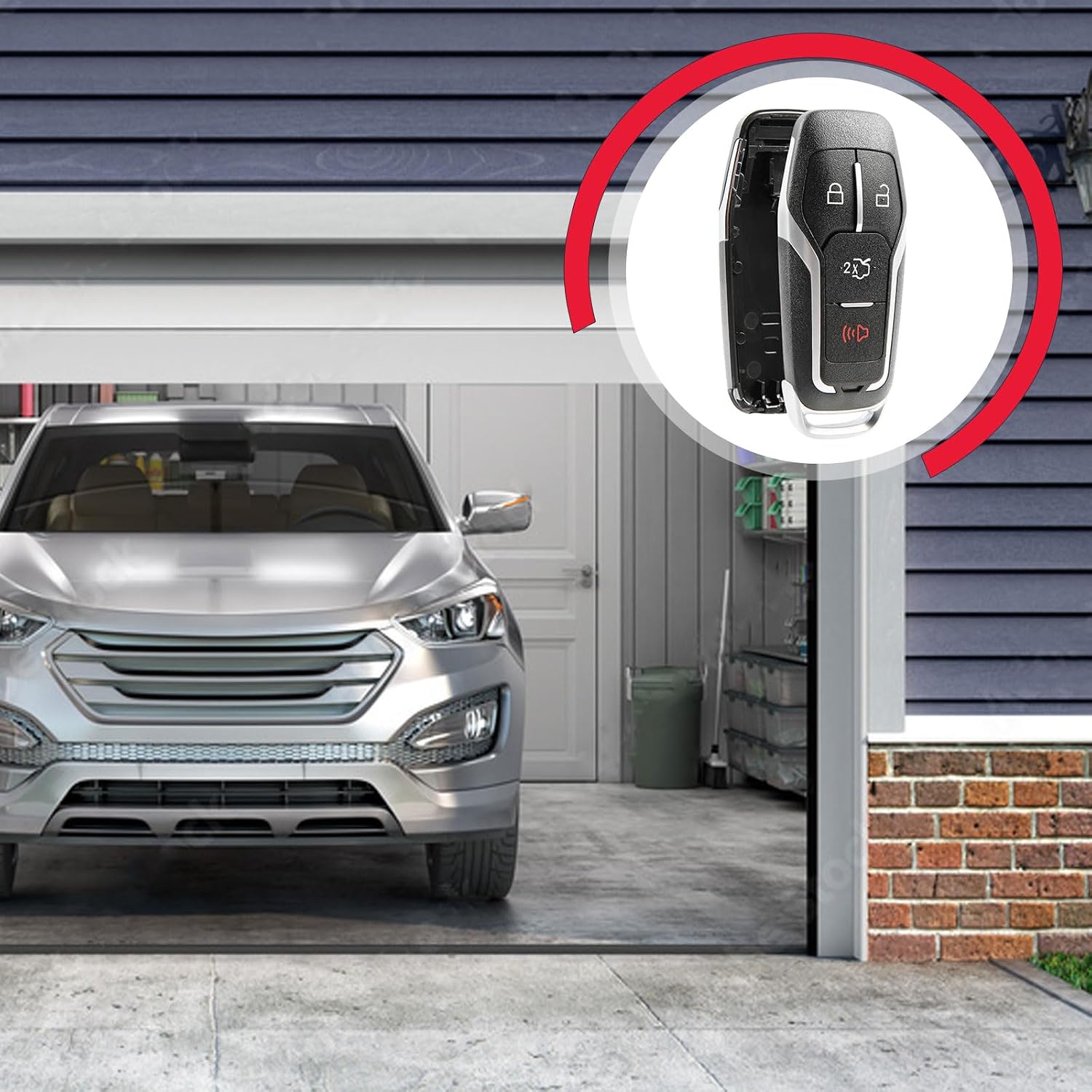 Key Fob Remote Shell Case Smart 4-Button Replacement for 2015 2016 2017 2018 Ford Edge Explorer F-150 F-250 Fusion Mustang Lincoln MKC MKX MKZ (M3N-A2C31243800) No Programing Required