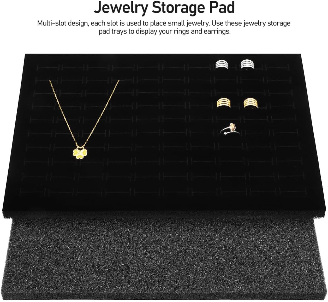Jewelry Box Pads Insert Display Trays with Multiple Slots Soft Sponge Mats for Rings and Earrings Storage Organizer