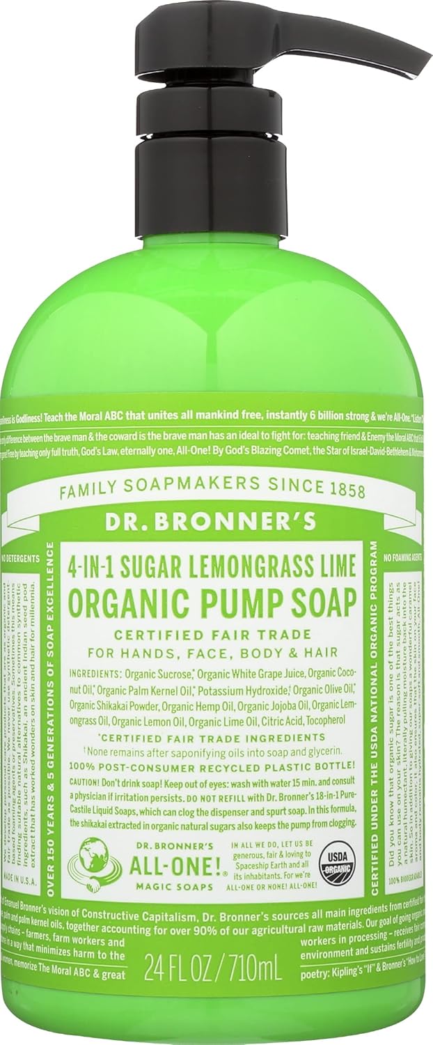 Dr Bronner Organic 4in1 Sugar Lemongrass Lime Pump