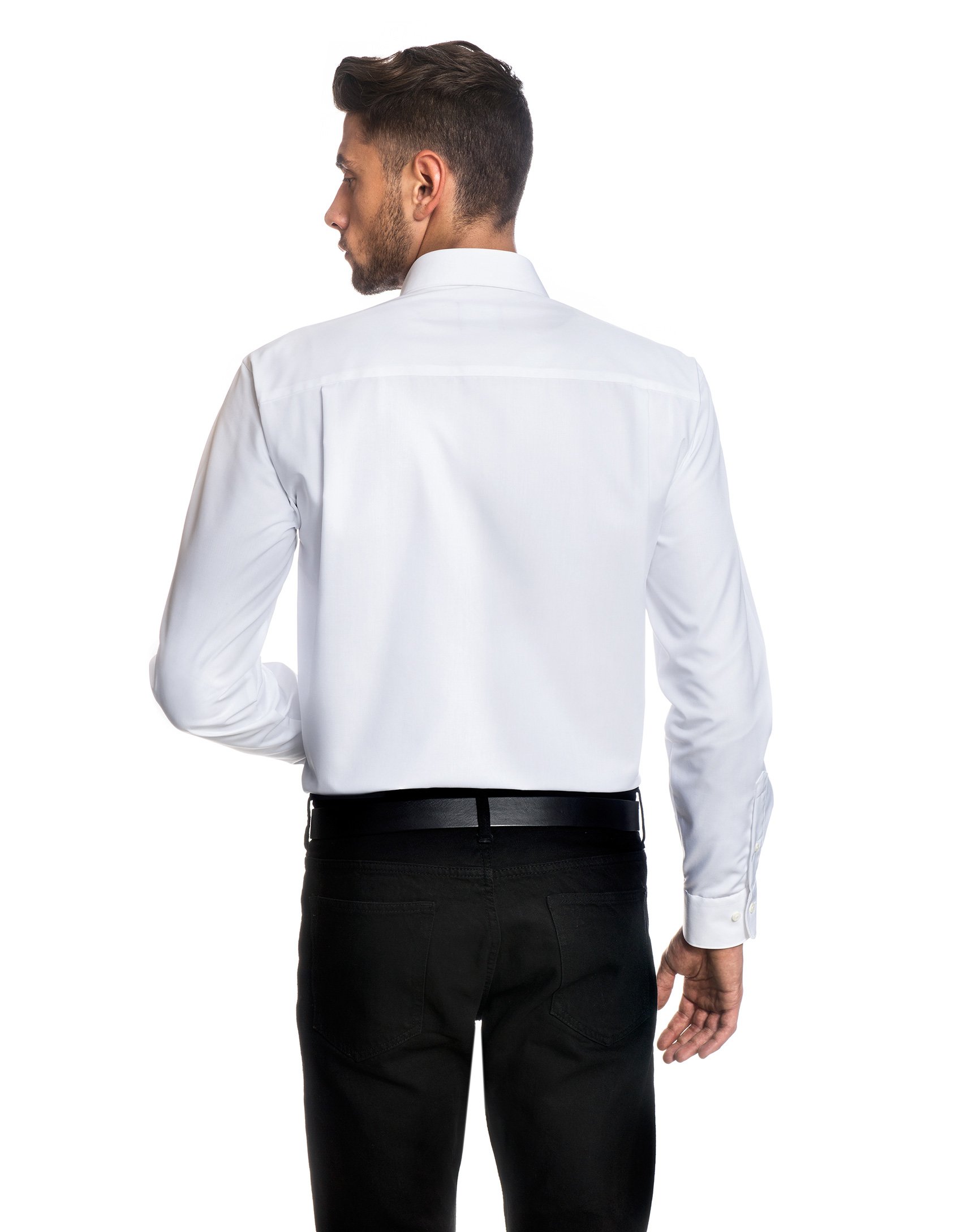 Camicia Uomo Eleganti, Taglio Aderente/Slim-Fit, Collo Classico, Manica Lunga, in Tinta Unita - Non Stiro/Non-Iron