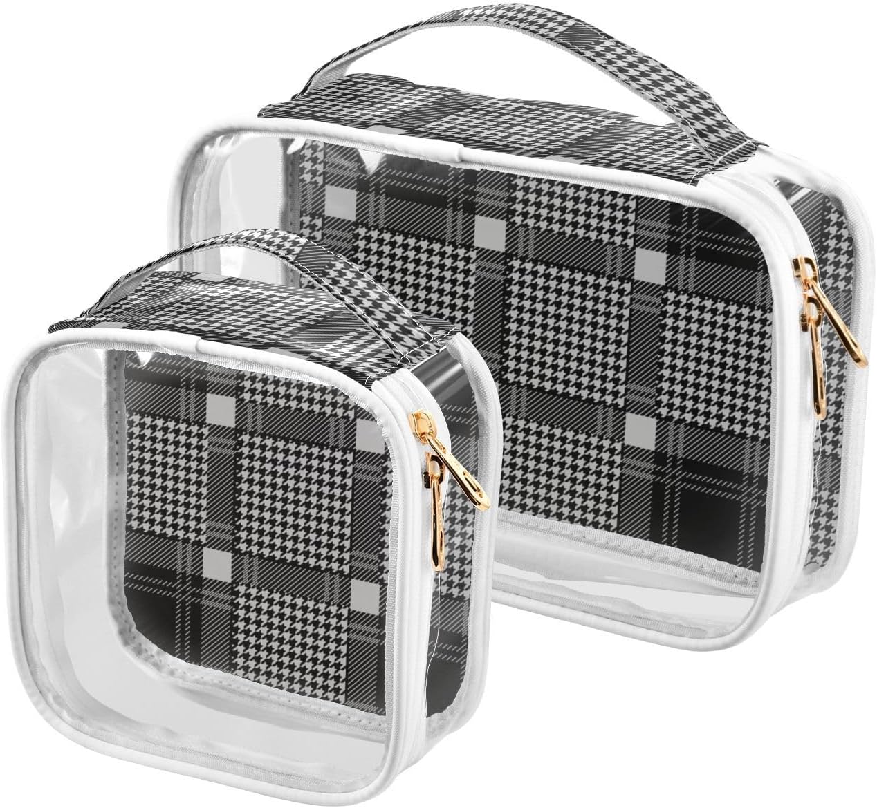 Whitravel Striped Checkered Toiletries Set TSA Approved Waterproof Clear Makeup Shaving Kit for Men