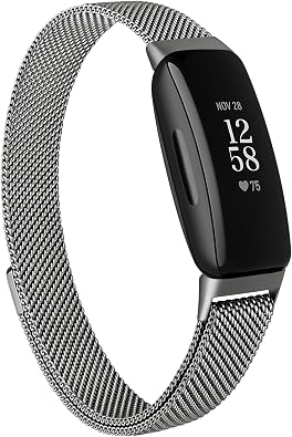 Vanjua for Fitbit Inspire 2 / Inspire 3 / Inspire/Inspire HR Bands Women Men, Stainless Steel Metal Mesh Loop Adjustable Magnetic Wristband Replacement Strap for Fitbit Inspire 2 Fitness Tracker