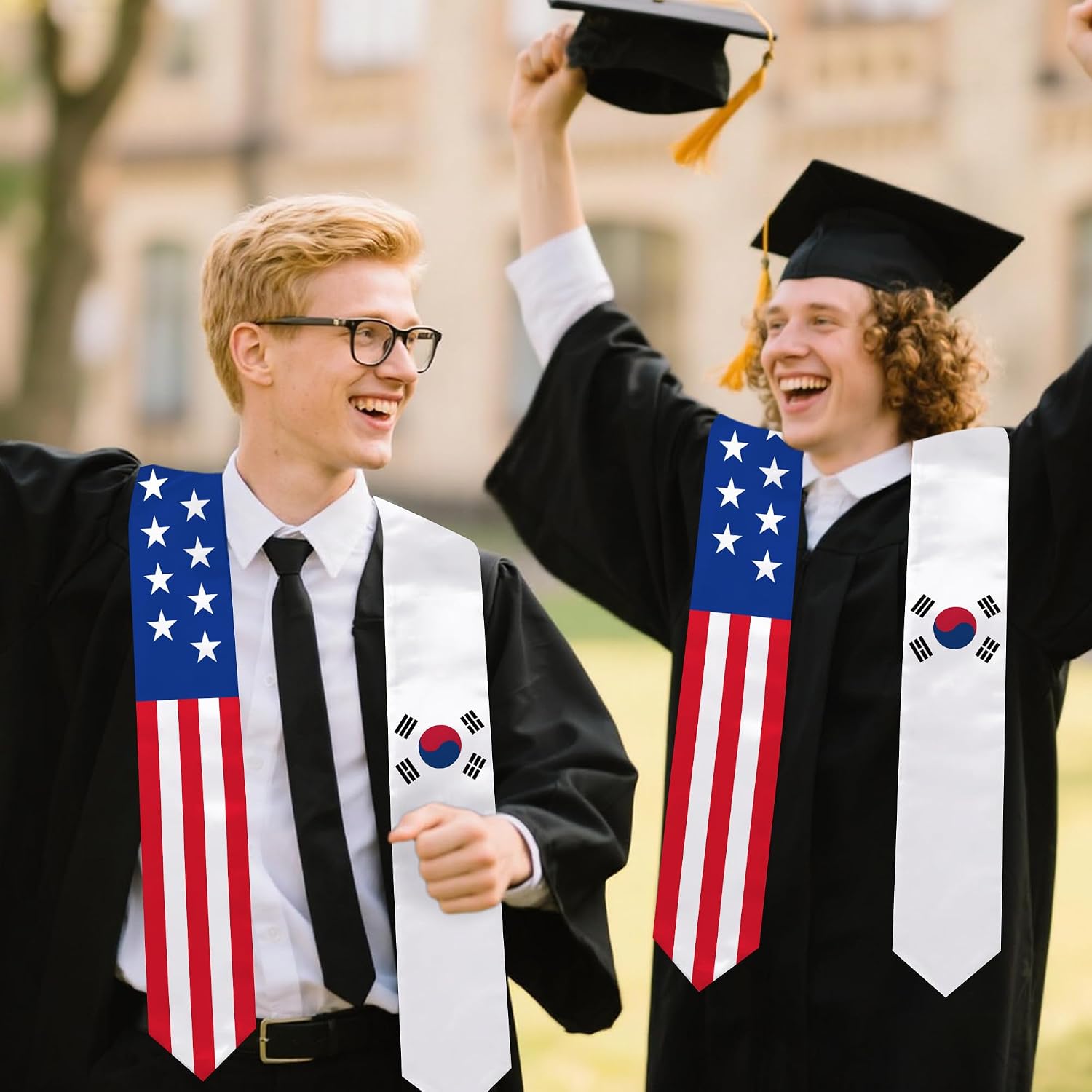 South Korea Flag Graduation Stole 72 x 5 Inches Decorative Ceremonial Accessory Sash for International Student (Baccalaureate Gown and Hat Not Included)