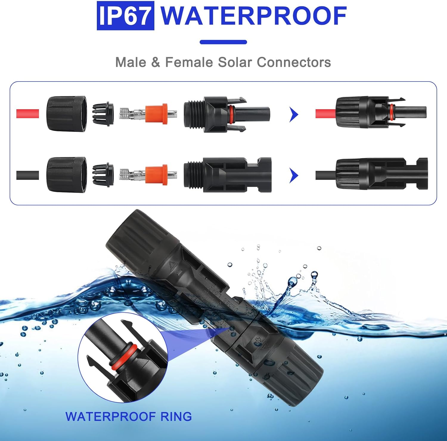 Solar Crimper Tool Kit with Crimper Stripper and 13 Pairs Solar Connectors and 2PCS Spanner Wrench, Crimper Tool for AWG14-10 Solar Panel Cable Wire Assembly and Installation
