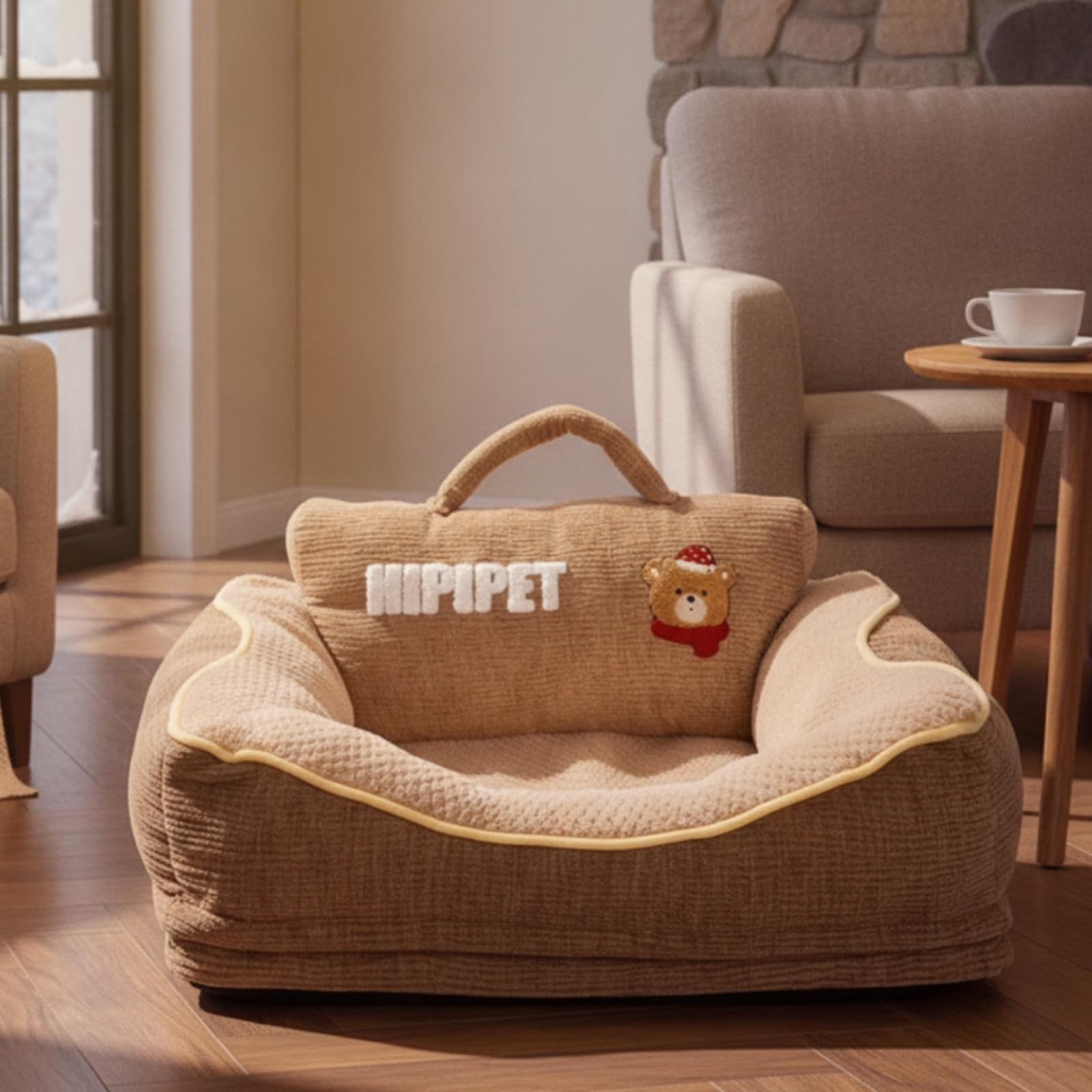 Nido Riposo Gatto Cuccia Divano Sofà Letto con Cuscino Schiena Imbottito E Bordi Rialzati Copertura Esterna Rimovibile E Imbottitura Estraibile Fondo, L, style to 1