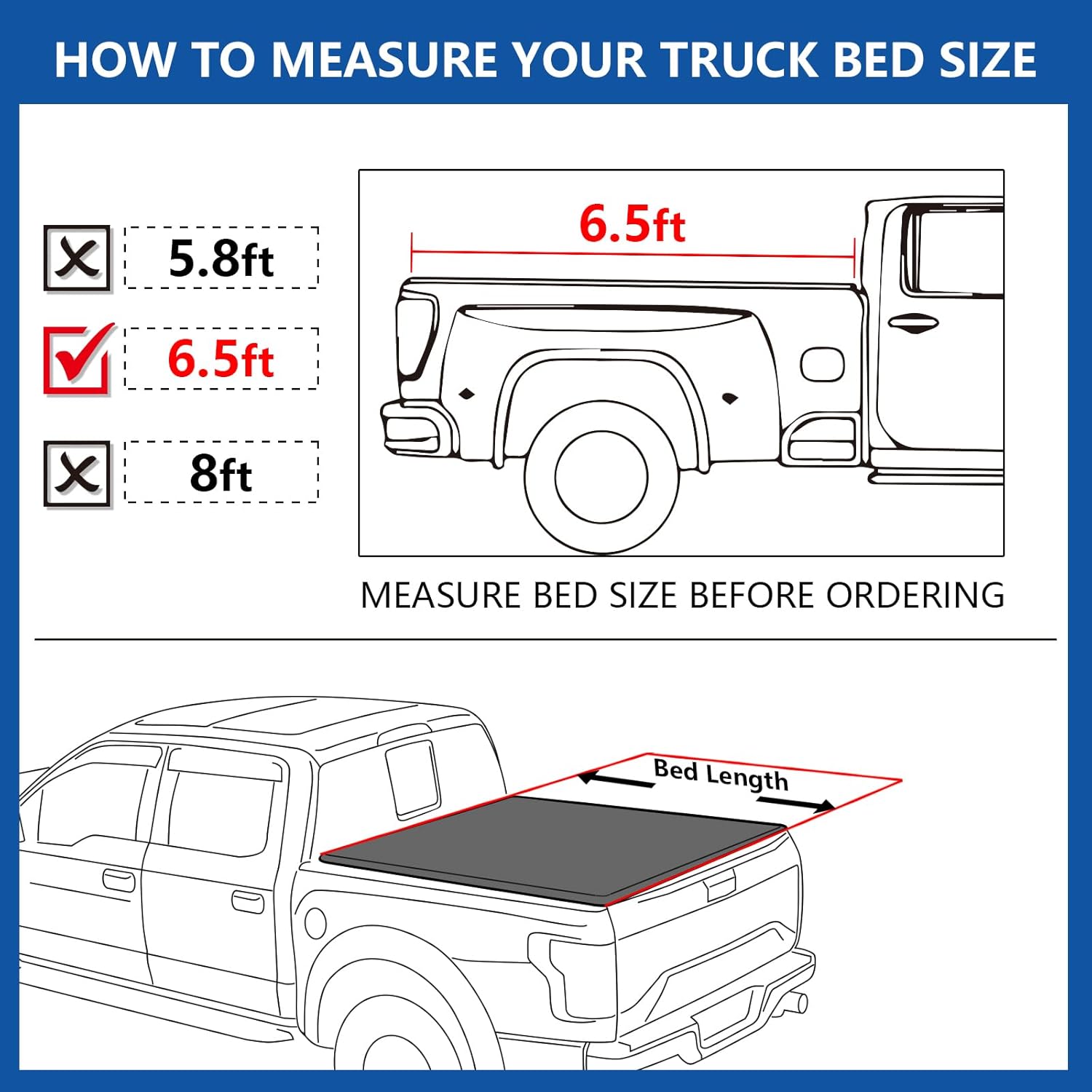 Soft Roll Up 6.5' / 78" Truck Bed Cover Compatible for 1997 1998 1999 2000 2001 2002 2003 2004 Dodge Dakota Vinyl Tonneau Cover| Fleetside