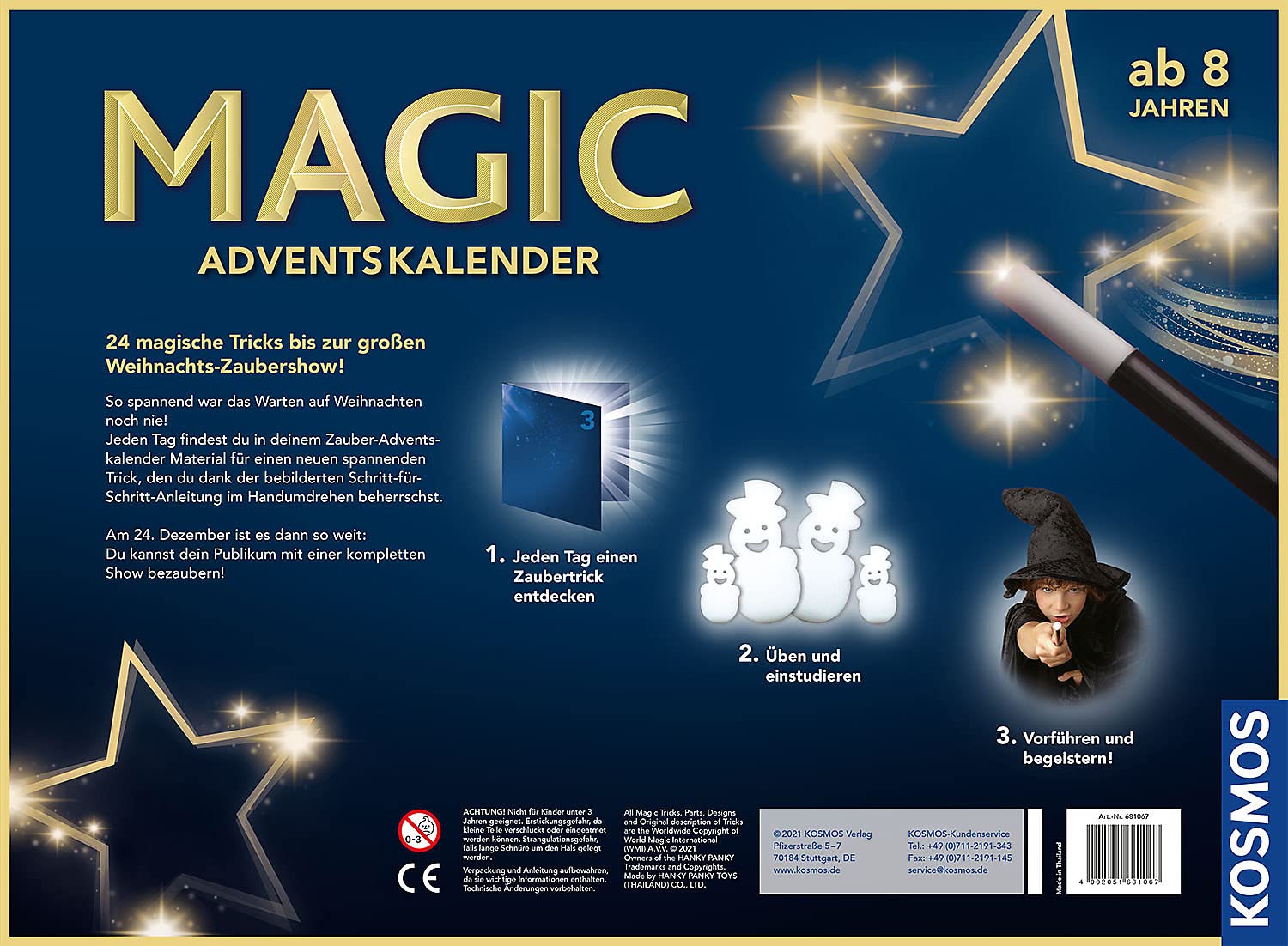 KOSMOS MAGIC Zauber Adventskalender 2021, Spannende Zaubertricks, Zauber-Utensilien für die Adventszeit, Spielzeug-Adventskalender zum Zaubern für Kinder ab 8 Jahre, Zauberkasten, Weihnachten, Magier