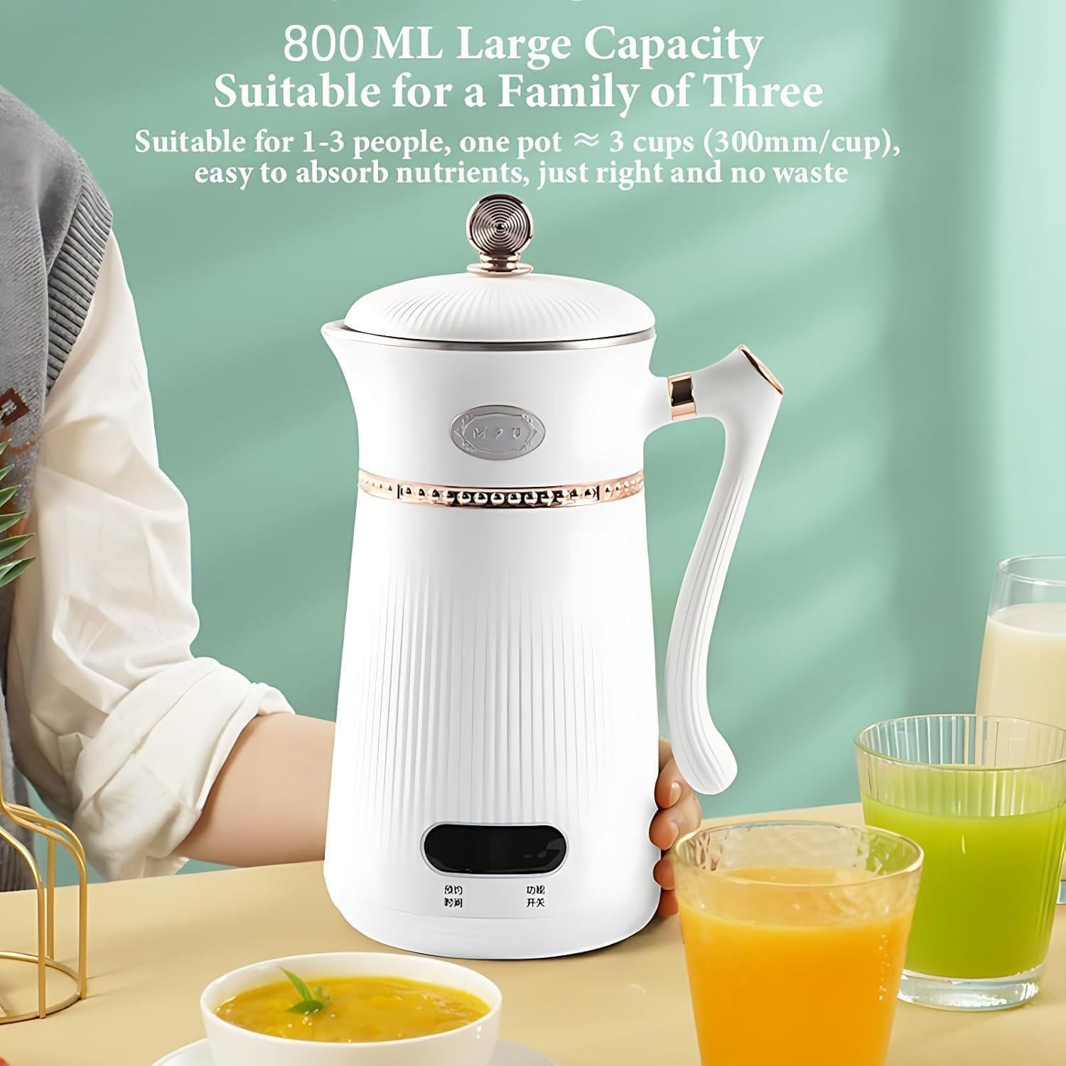 Sojamilchbauer, 1000 ml automatische Nussmilch-Hersteller mit LED-Display, 12-Stunden-Timer und intelligente Wärmekonservierung für Soja, Mandel und Hafermilch