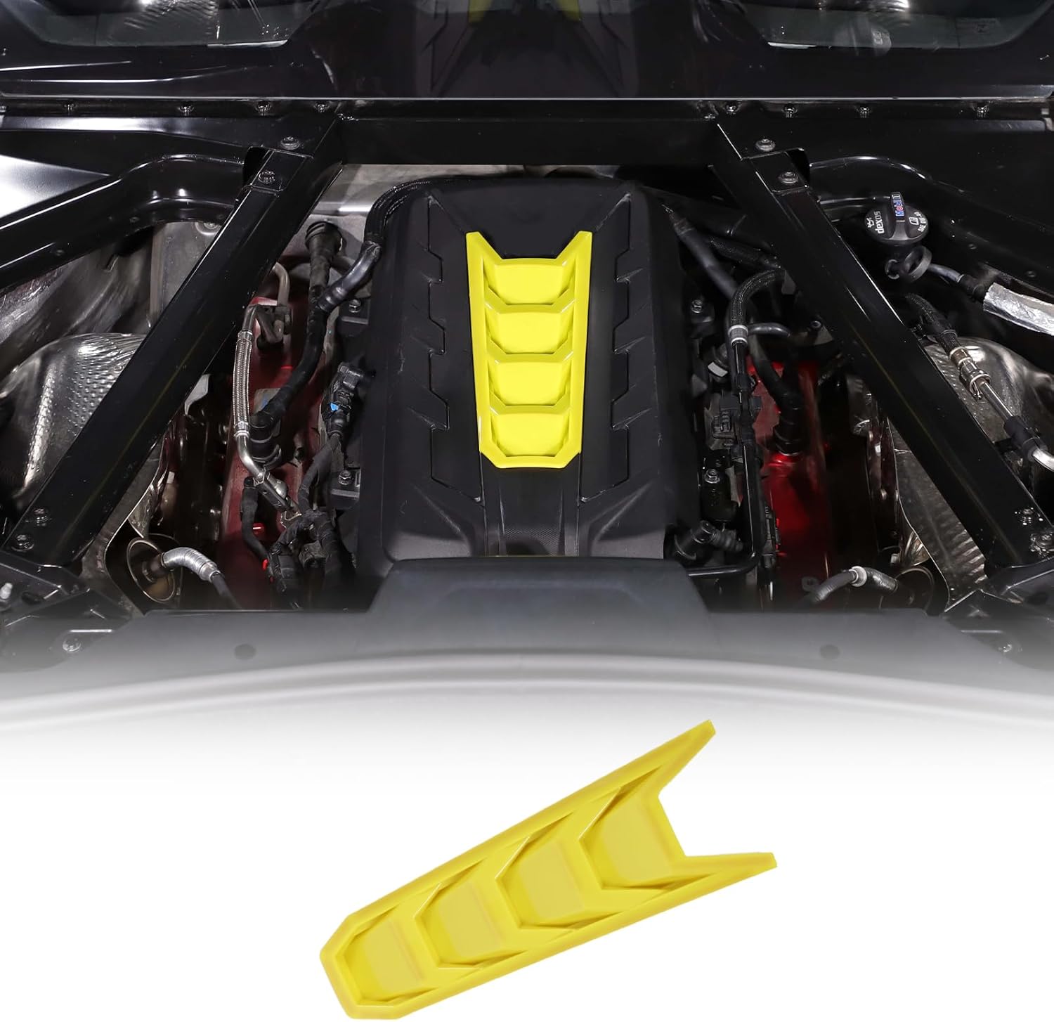 Engine Shroud Cover Panel Trims Cover Compatible with Chevrolet Corvette C8 2020-2025, ABS Engine Compartment Panel Protection Decoration Trim Accessories (Yellow)