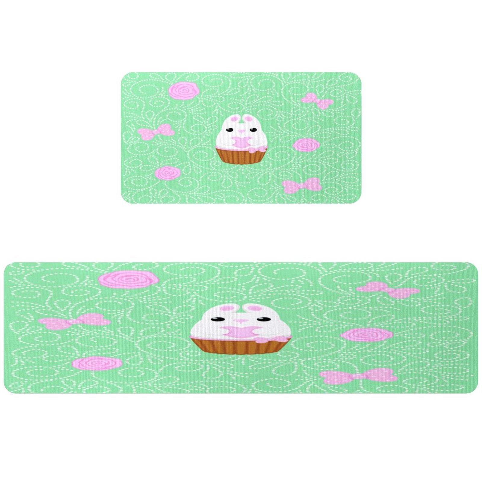 Tapete de cocina de 2 piezas VAPOKF con diseño de conejo antideslizante y lavable