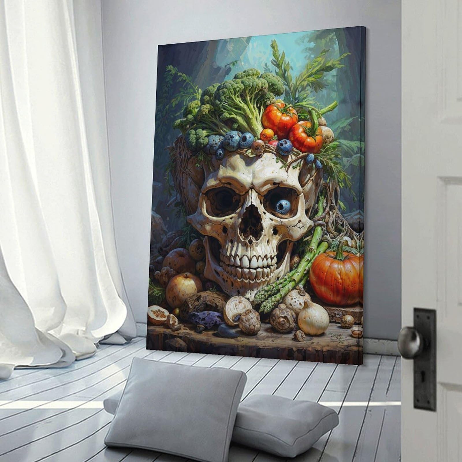 Junmoney Nightshade Skull Classic Room Decor Wall Art, 20x30inch(50x75cm), for Home Office, Desk Area Or Studio, An Interior Accent for Desk Areas