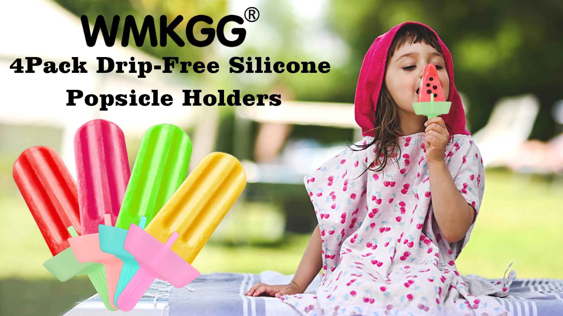 5PCS Drip Free Popsicle Holder, Reusable Silica Gel Popcical Holder, Silicone Burr-free Safety Mess Free Frozen Treats Holder With Straw Popsicle Holder For Kids (5 Colors