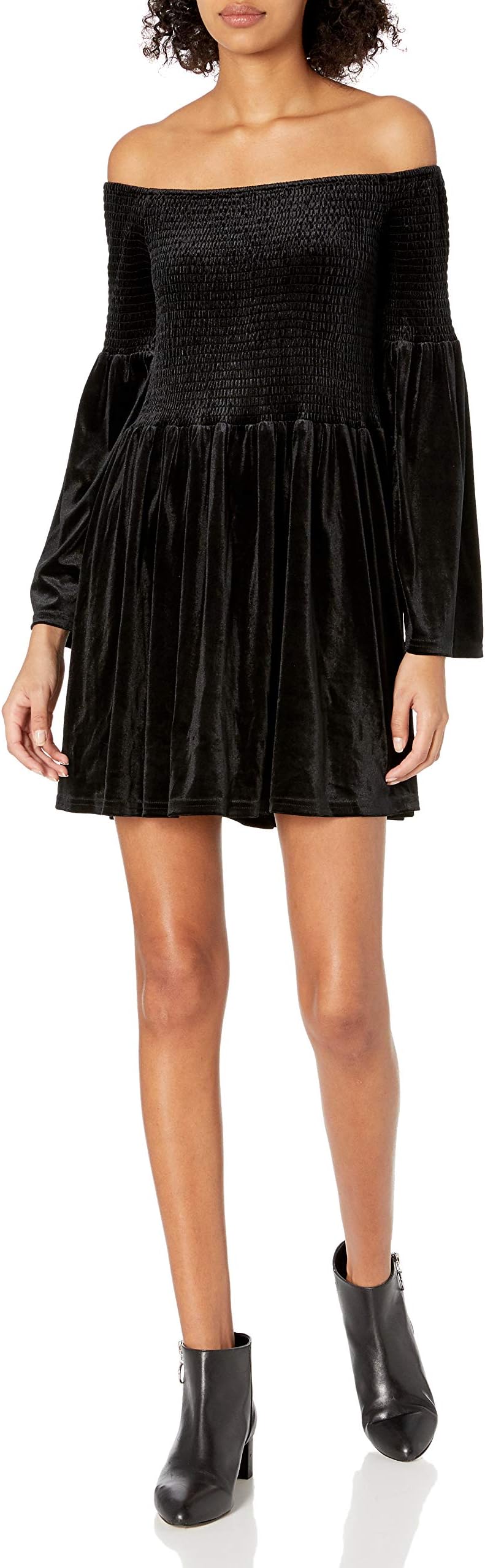 Lucca CoutureWomen's Off The Shoulder Velvet Babydoll Dress