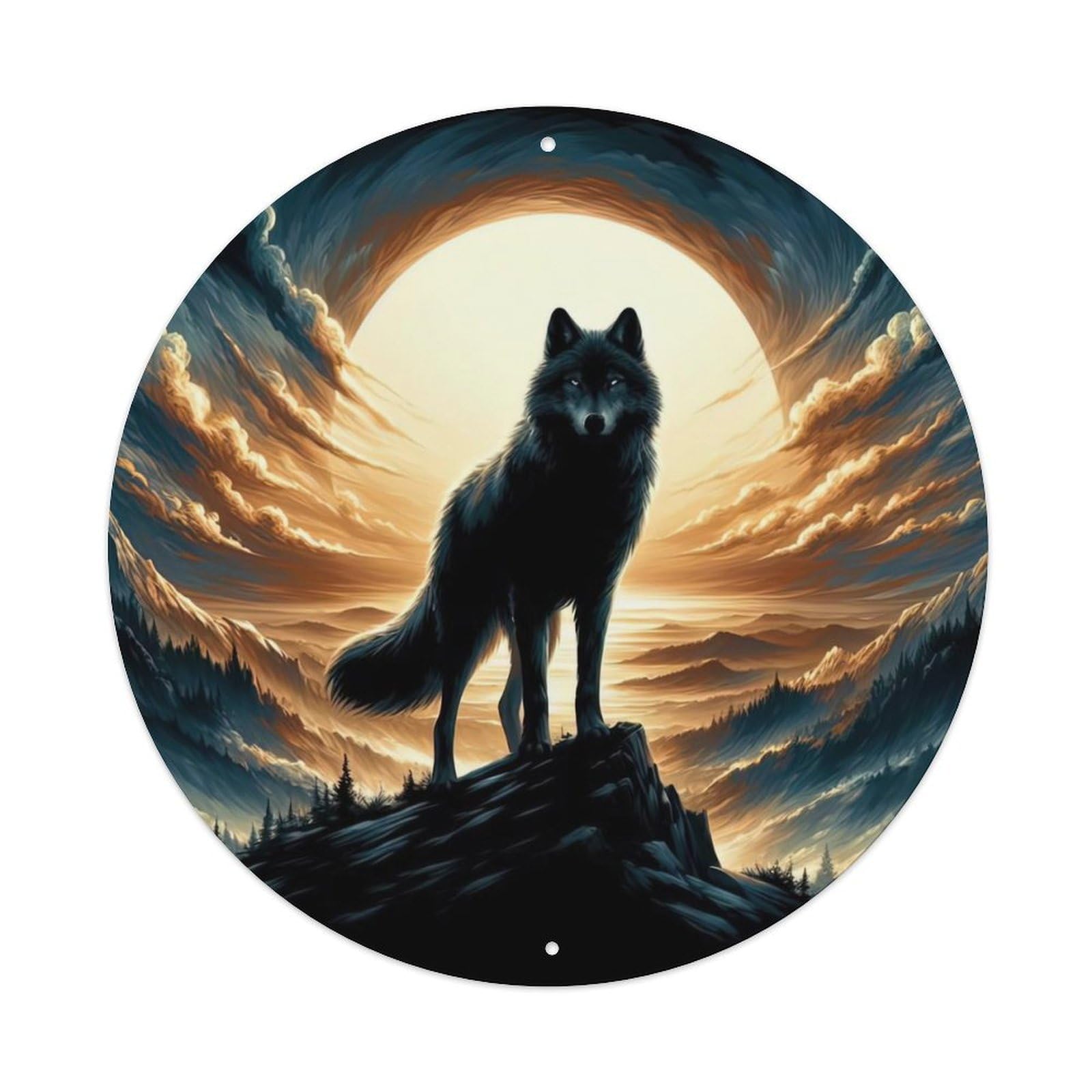 Animal Wolves on The Hilltop Metal Tin Sign