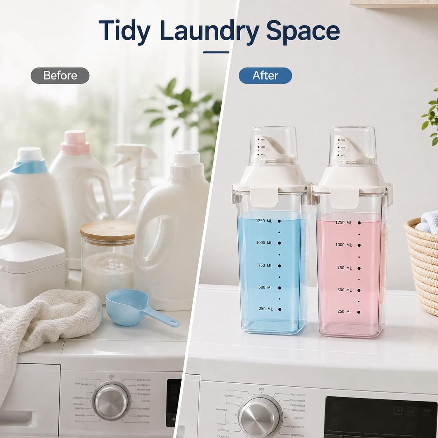 2 Pack Laundry Detergent Dispenser, 50oz Liquid Soap Container