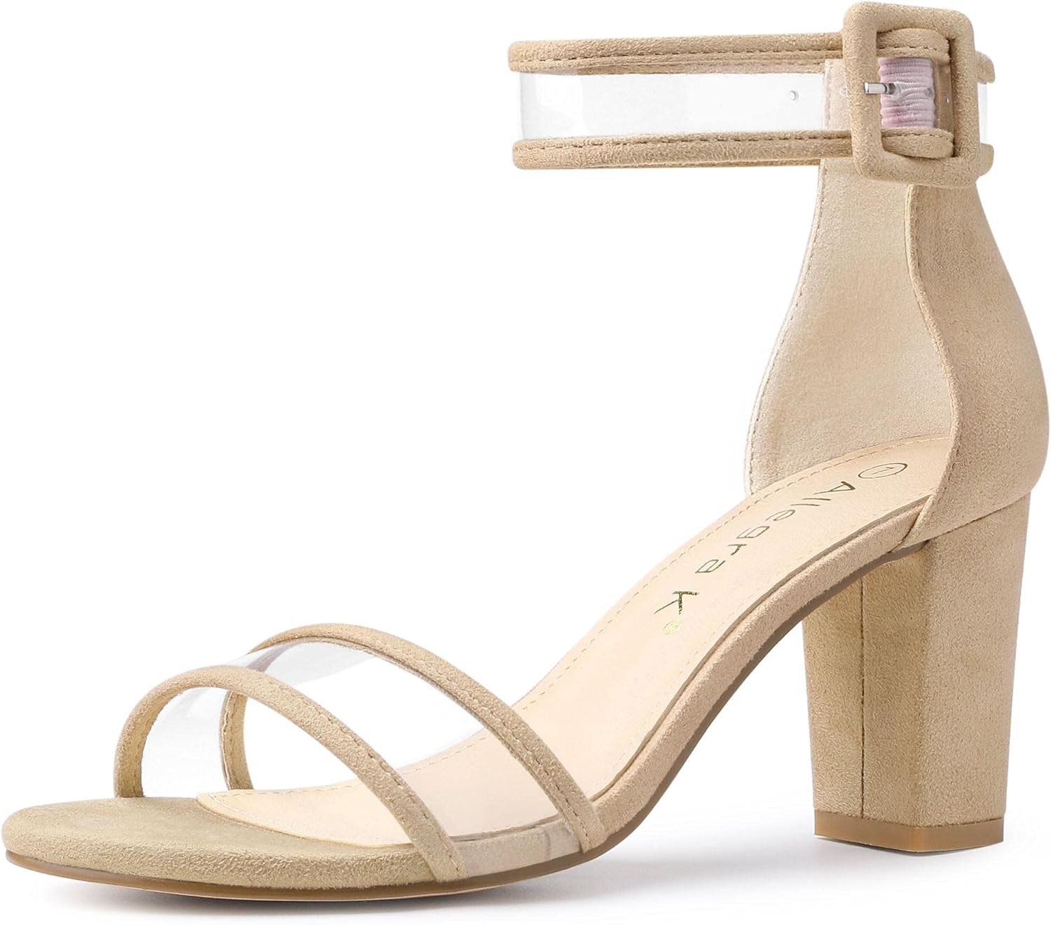 clear strap chunky heels