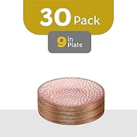 Vista 4 de PLASTICPRO Paquete de 30 Platos de Plástico Martillado Platos de Plástico Desechables Resistentes Platos Elegantes de Fiesta de Plástico Rosa