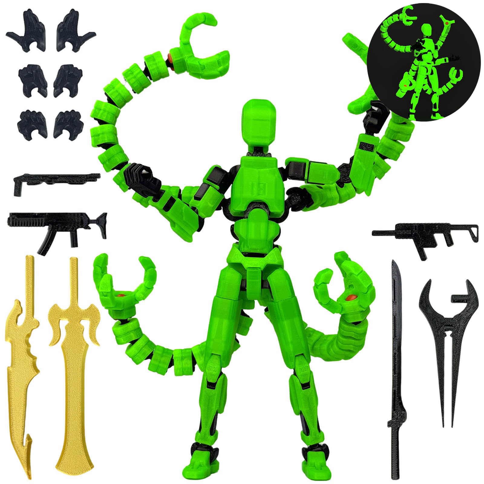 T13 Already Assembled Action Figure Accessories,T13 Multi-Jointed Movable,for Collectors Desktop Decorations t-13 Movability 3D Printed Toys (Luminous
