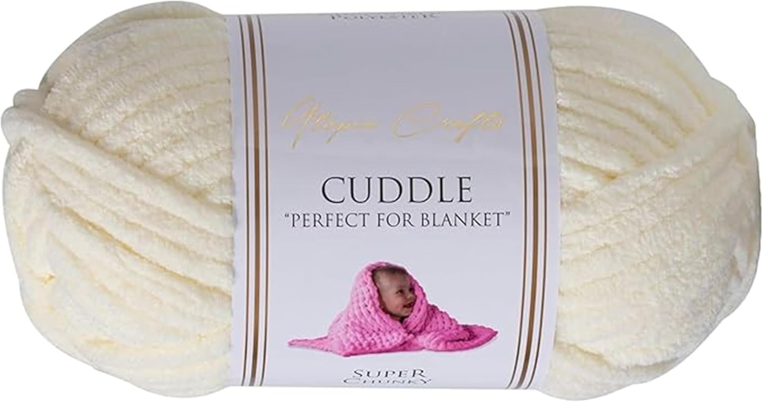 Utopia Crafts Cuddle Super Chunky Chenille Soft Yarn for Knitting and Crochet (Cream, 100g)