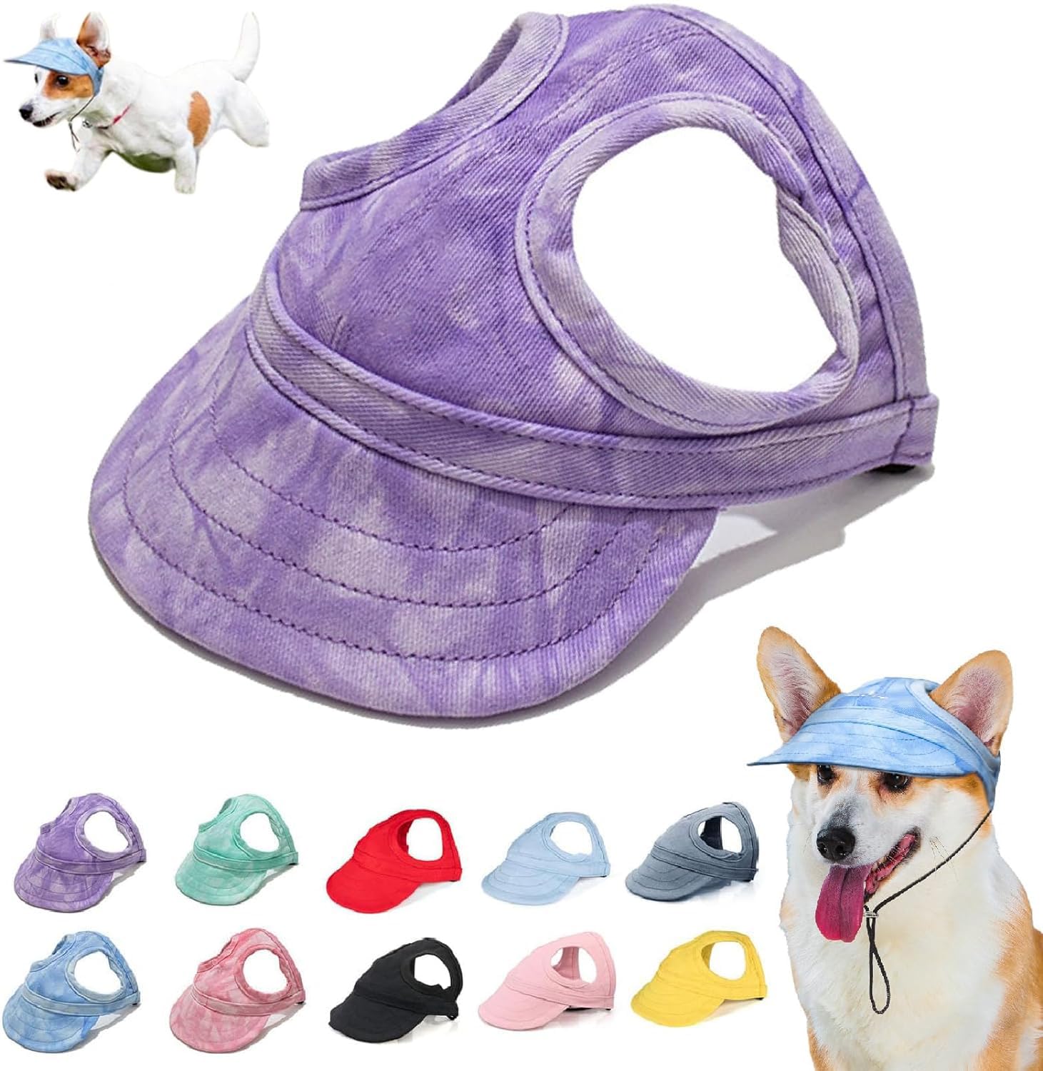 LXCJZY Outdoor Sun Protection Hood for Dogs,Adjustable Dog Sun Protection Baseball Hat Cap, Pet Baseball Cap Outdoor Sports Sun Hat with Ear Holes (J, S)