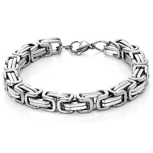 Kim Carrey Stainless Steel Bicycle Chain Bracelet for Men, 8mm