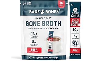 Bare Bones Beef Bone Broth Instant Powdered Mix: Grass-Fed, Paleo-Friendly Protein Powder