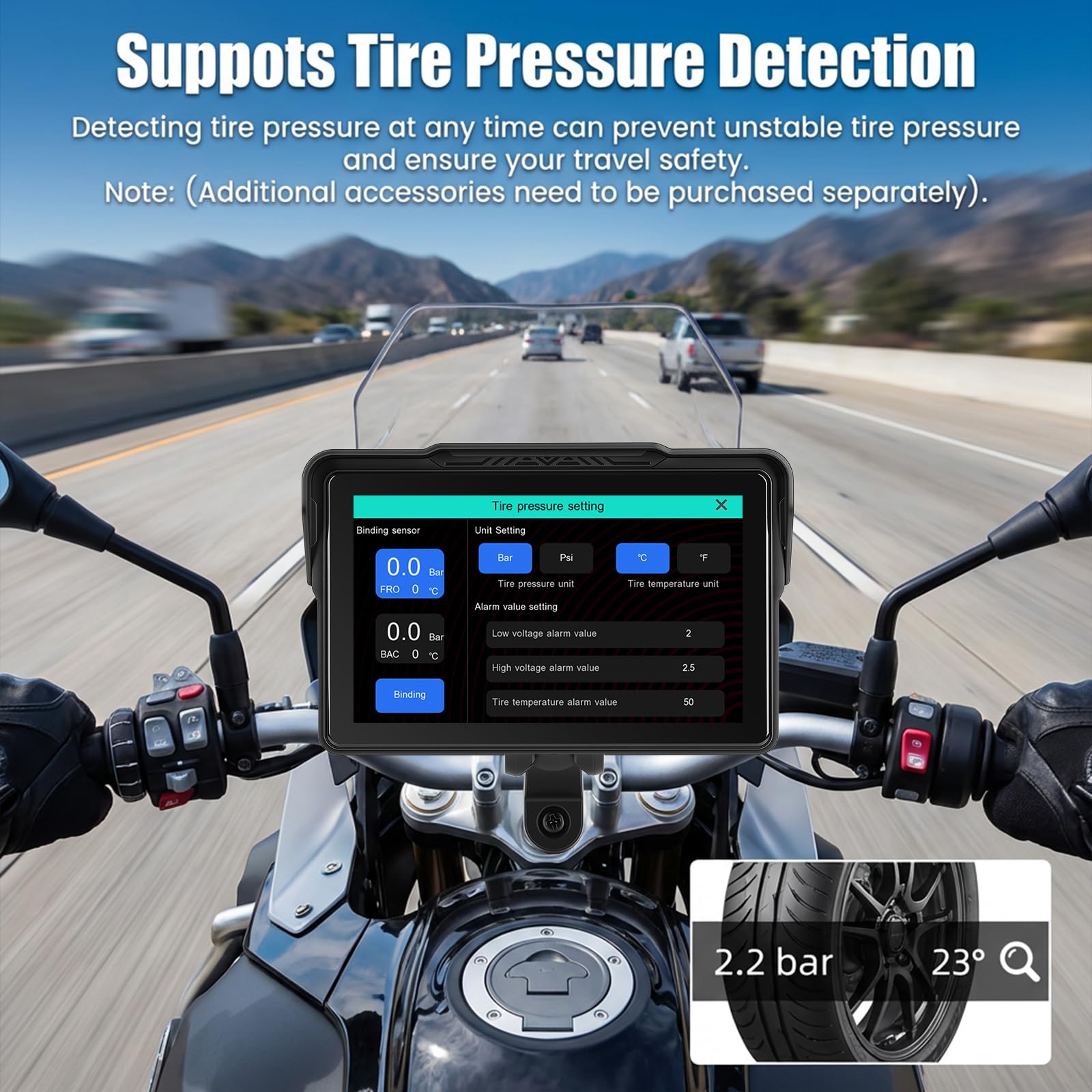 SIXTOP Pantalla Moto 7 Pulgadas, Carplay y Android Auto Inalámbrico para Motocicletas con Soporte Desmontable, Bluetooth, IP67 Impermeable, Control por Voz Siri