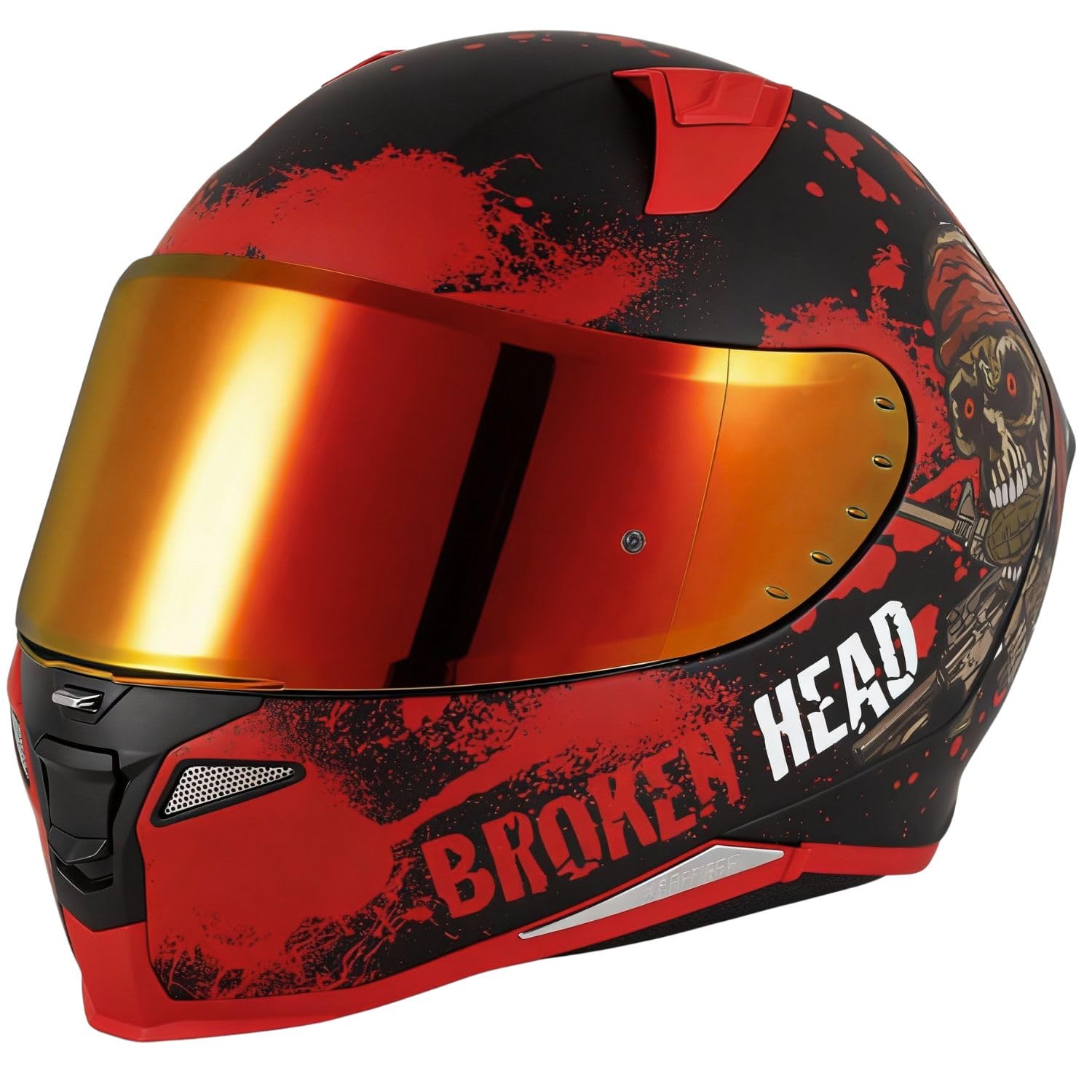 Broken Head Integralhelm Jack S. V2 Pro Mit Spoiler | Inkl. 2 Visiere (Klar + Verspiegelt), Sportlicher, leichter Motorradhelm