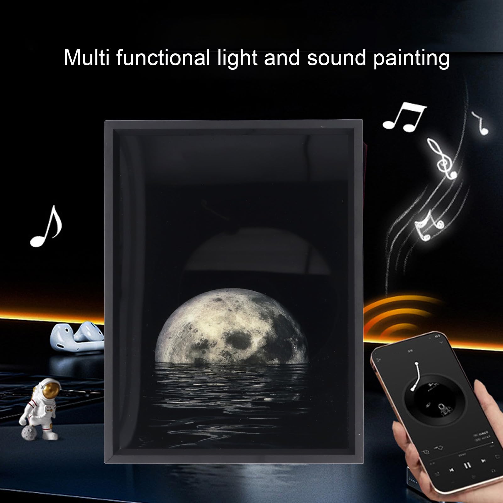 Cuifati Lampa Biurkowa USB z Głośnikiem Bluetooth, Obraz Księżyca, 7.1