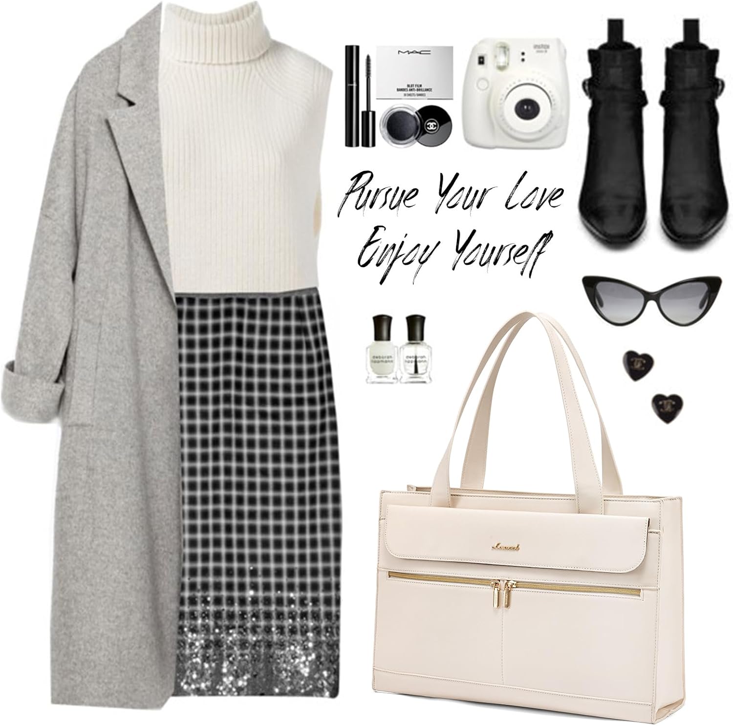 LOVEVOOK Laptop Bag for Women 15.6 Inch Tote Work Professional Leather Computer Briefcase Waterproof Handbag Shoulder Large Capacity Business Teacher Office Crossbody Purse, 206# Beige White - Image 8