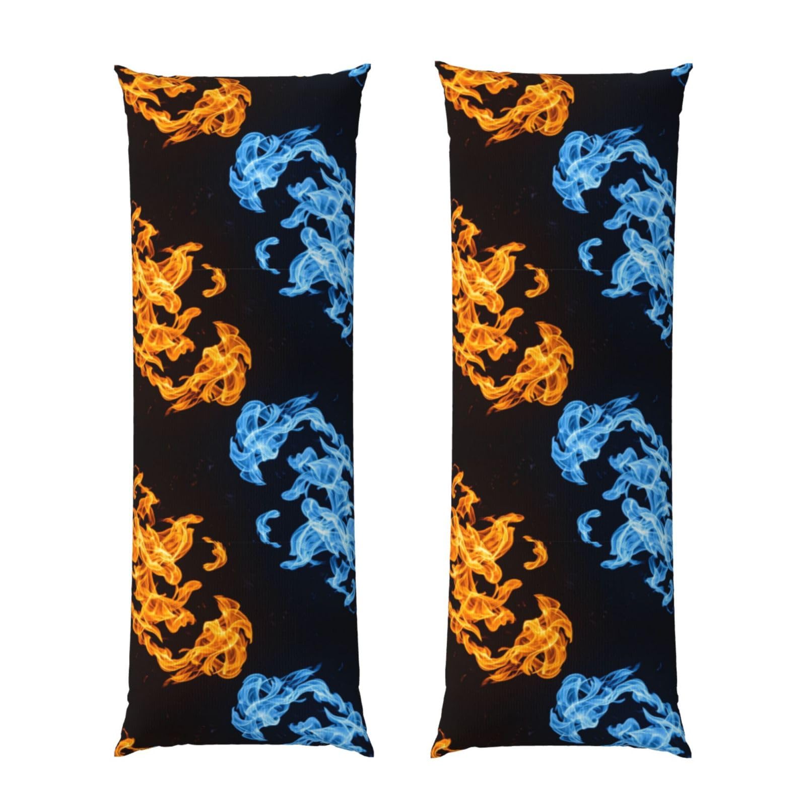 Long Pillowcase 20x60 Inch, Red Blue Fire Balck, Ultra Soft Body Pillow Cover with Hidden Zipper, Wrinkle Resistant Fabric for Bed Couch Home Decoration