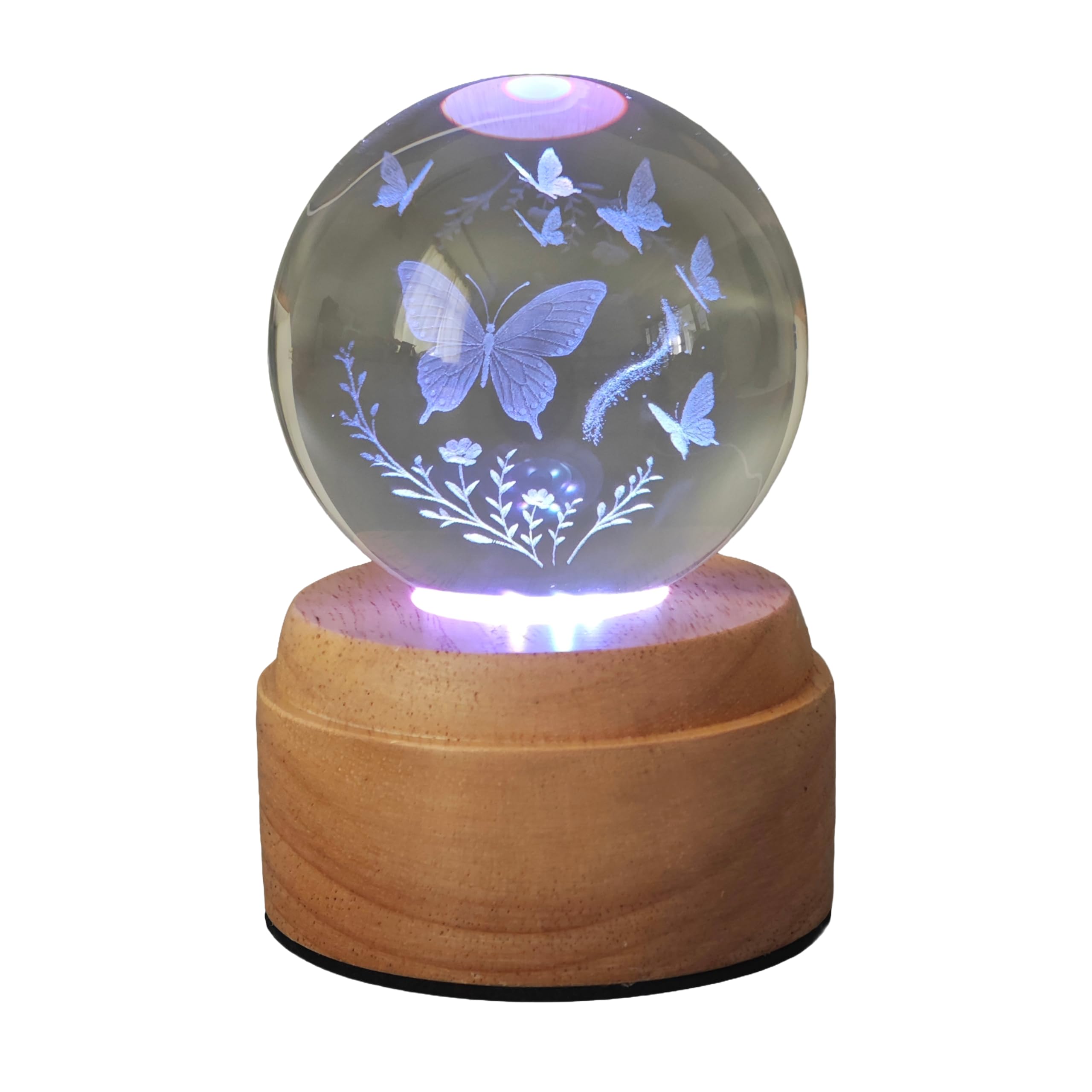 Creative Touch Butterflies Rotating 3D Crystal Globe Light