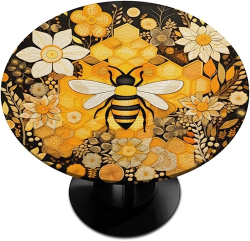 Miniatura 7 de Mantel redondo ajustado con borde elástico, diseño de hojas de otoño, impermeable, lavable, para mesas redondas, ideal para picnic, patio, se adapta