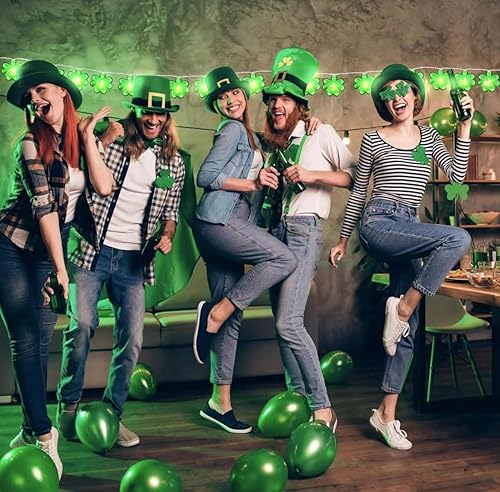 Miniatura 4 de Luces decorativas para el día de San Patricio, luces LED de tréboles, 13.12 pies, 40 LED, funciona con pilas, con control remoto, guirnalda de luces