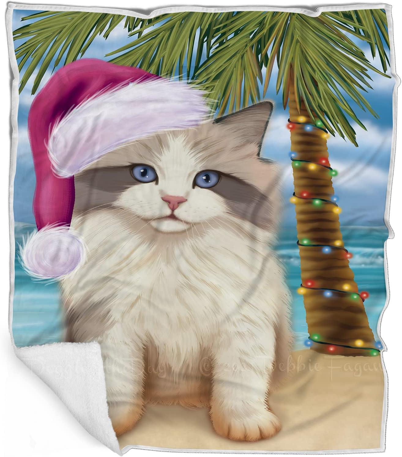 Doggie of the Day Ragdoll Cat Blanket - Christmas Summertime Beach - Super Soft & Warm Pet Theme for Sofa or Bed, Warm Fleece, Sherpa or Woven Material, BLNKT88026 (60x80 Fleece)