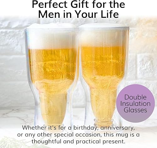 Miniatura 3 de Vasos acrílicos de cerveza congelables con aislamiento de doble pared irrompible – Juego de 2 – Grandes 17 oz Reutilizables Pilsner Tritan, diseño