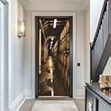Door Sticker Decals 3D Wooden Whisky Barrels Sticker Murals Peel and Stick Wallpaper Self-Adhesive Door Poster for Bedroom Living Room 30