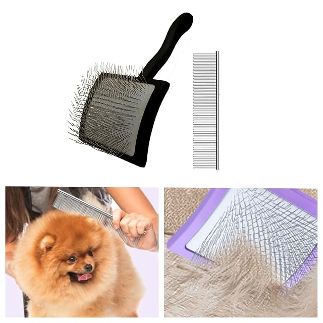 Foto 2 de 8 de Peine de peluquería para perros, cepillo de rastrillo para desenredar el pelo para masaje