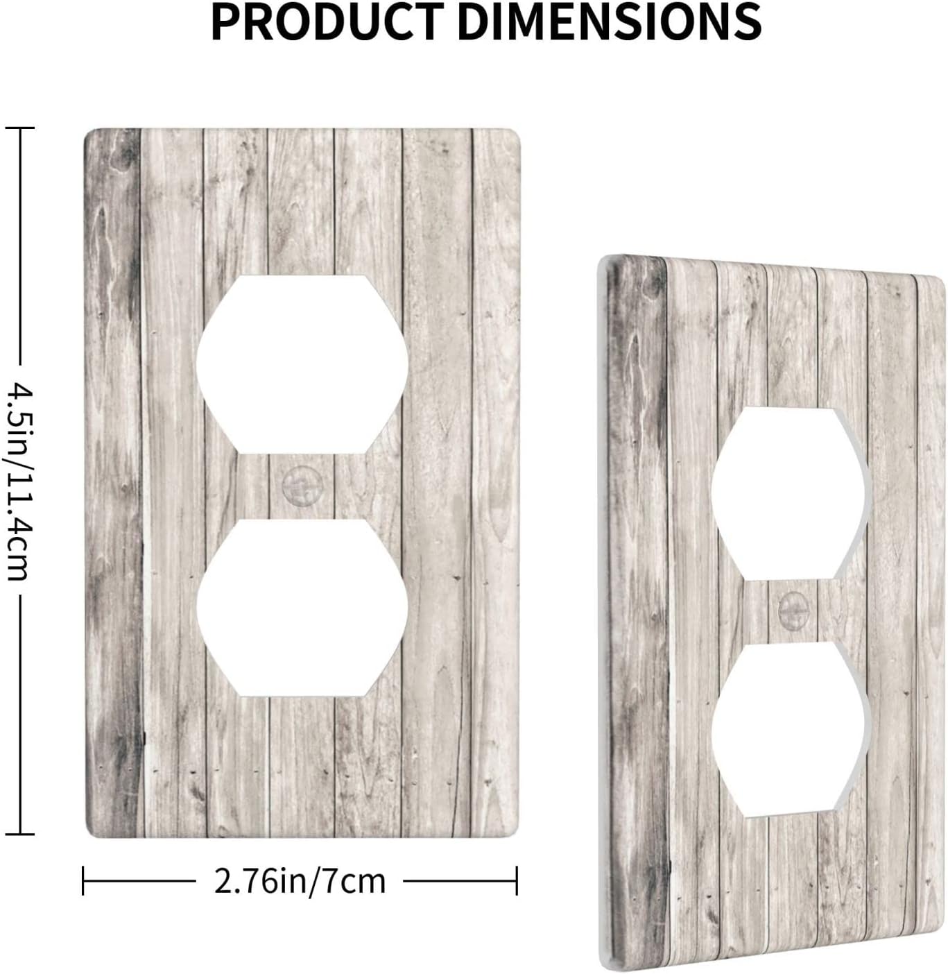 Rustic Wooden Pattern Wall Plate Single Outlet Cover 1 Gang Decorative Duplex Electrical Receptacle Light Switch Cover for Bedroom Kitchen Switch Plate Cover Grey