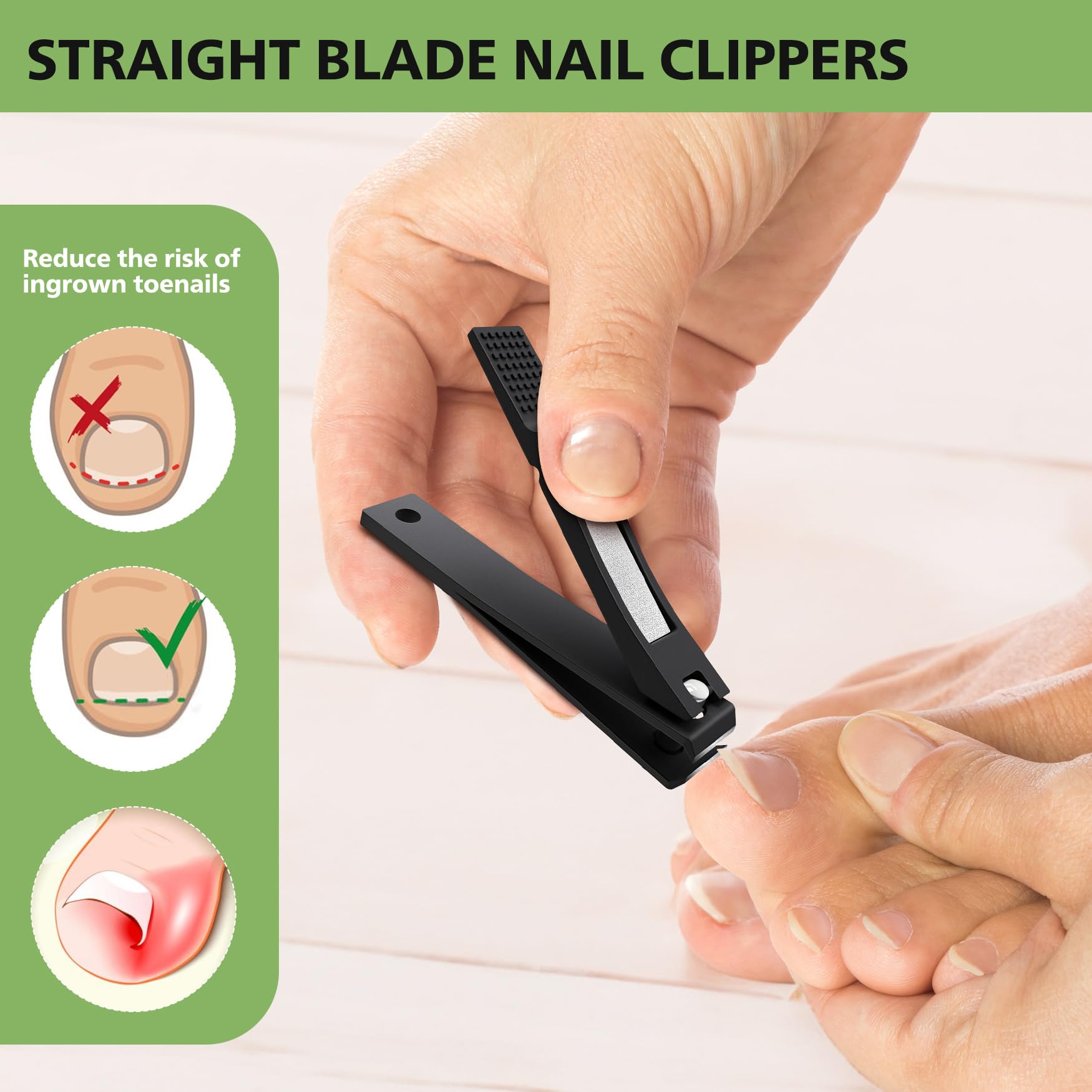 Baluca Nagelknipser-Set – 2 Stück, professionell, schwarz, Edelstahl, Finger- und Fußnägelknipser, scharfer Nagelschneider für Männer, Frauen und Kinder