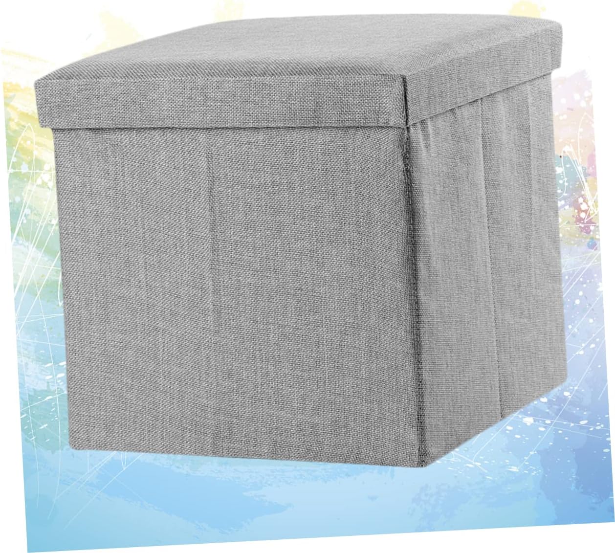 Folding Storage Stool Collapsible Fabric Footstool Lid Dark Grey Multifunctional Storage Cube for Home Organization Easy to Use for Shoes and Sundries