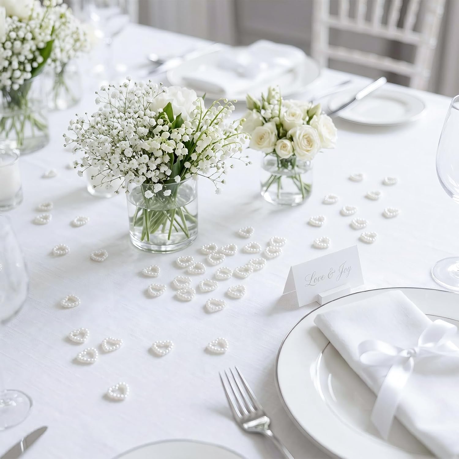 600 Pcs Pearl Heart Table Scatter Confetti Wedding Charm Table Scatter Decoration Plastic Bead Pearl Heart for DIY Craft Nails Wedding Party Decorations Cake Bridal Shower Decor, 0.39''