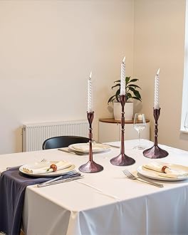 YOUTUOY Taper Vintage Candle Holders, Set of 3 Candle Sticks Holder Decor, Candlestick Holders for Wedding, Dining, Party (Reddish Bronze)