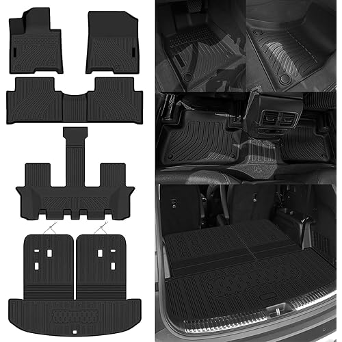 All Weather Floor Mats Fit for Kia Sorento Hybrid (PHEV & HEV) 2021-2025 2026 3rd Row Floor Mats & Trunk Mat & Backrest Mats for Kia Sorento Accessories All Season Odorless Anti-Slip Floor Liner