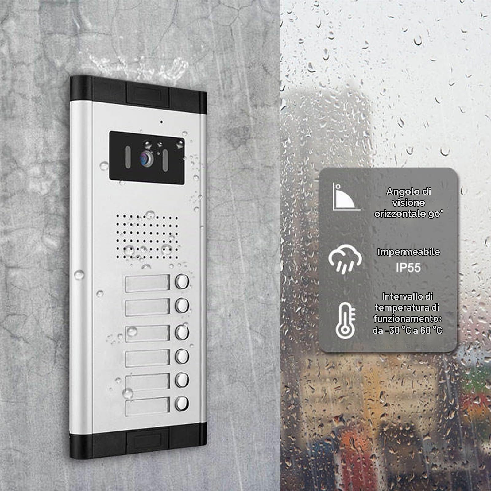 Sistema di interfono video cablato per appartamento, kit videocitofono da 7 pollici con 2/3/4/5/6/8/10/12 unità, videocitofono per interni ed esterni, audio bidirezionale, sblocco con una chiave per