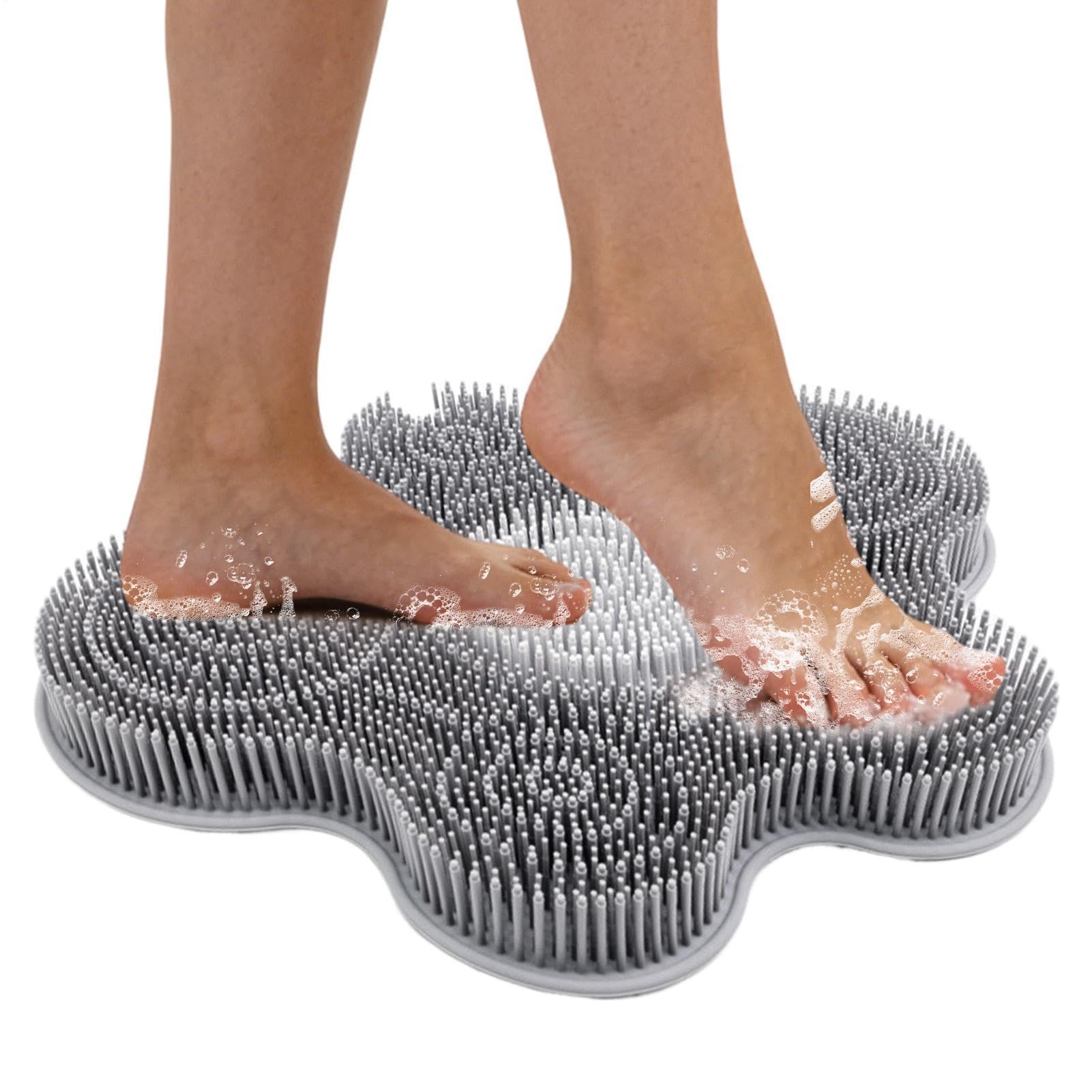 Tappetino Esfoliante per Piedi - Tappetino in Silicone con Ventose Antiscivolo - Spazzola per Schiena per Doccia,per Pulizia Pavimento Parete Doccia Uomo Donna